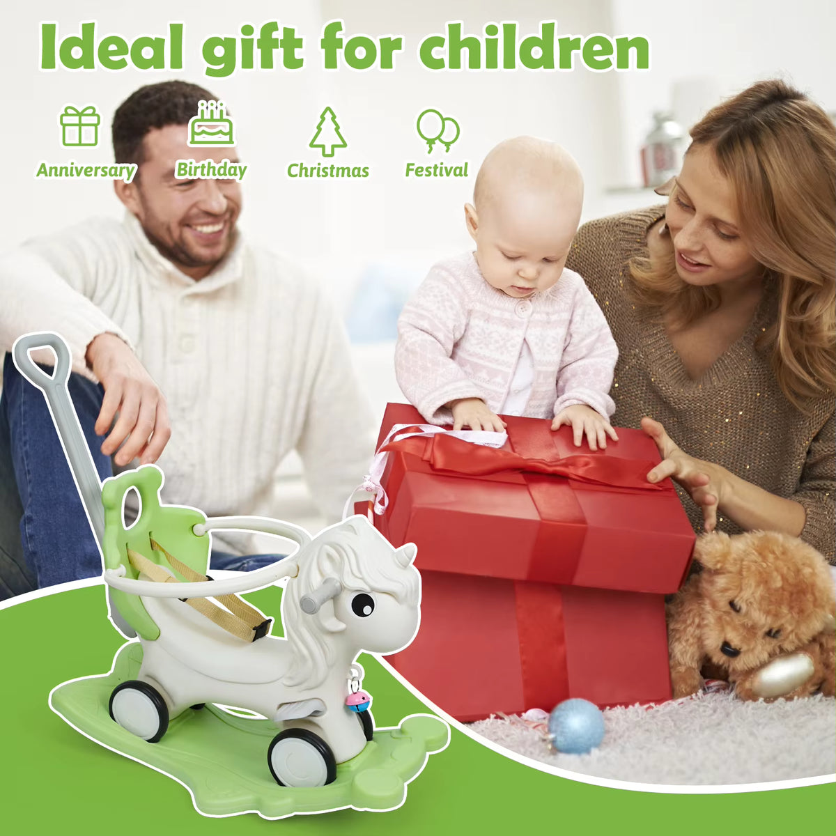 Buba Toys 2-in-1 Convertible Unicorn Rocking Horse